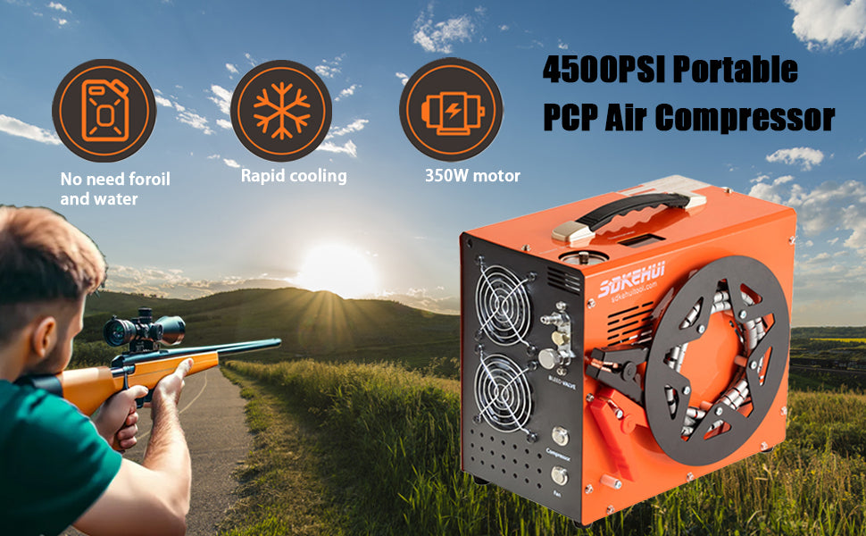 4500PSI/30Mpa PCP Air Compressor Built-in Converter DC12V/AC120V Auto-Stop