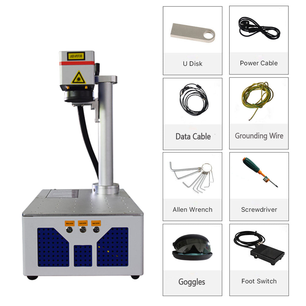 SDKEHUI 30W laser engraving machine White all-in-one fibre laser marking machine 15x15cm
