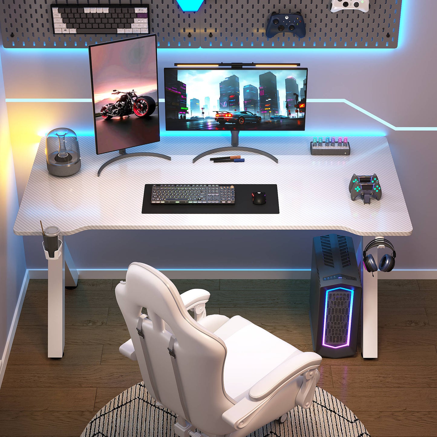 47/55 Inch Gaming Desk Computer Desk Home Office Desk Extra Large Modern Ergonomic