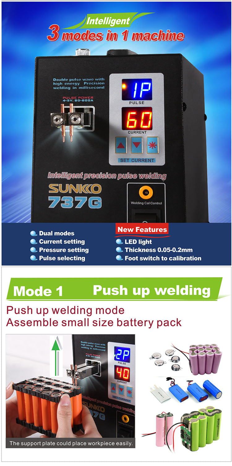 737G Battery Spot Welder Sunkko Spot Welder Welding Machine 1500W
