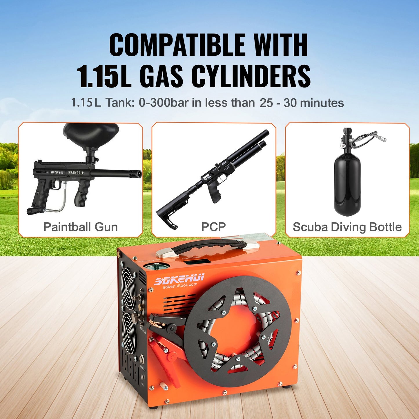 4500PSI/30Mpa PCP Air Compressor Built-in Converter DC12V/AC120V Auto-Stop