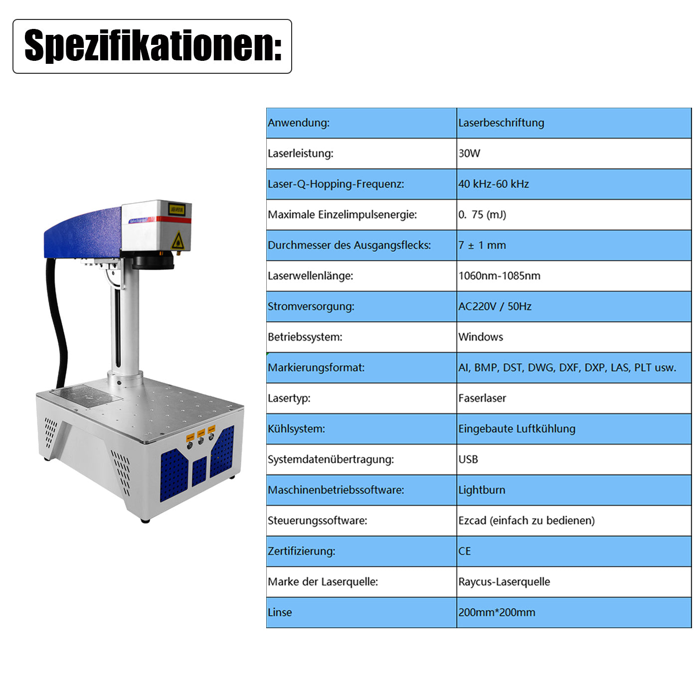 SDKEHUI 30W laser engraving machine White all-in-one fibre laser marking machine 15x15cm