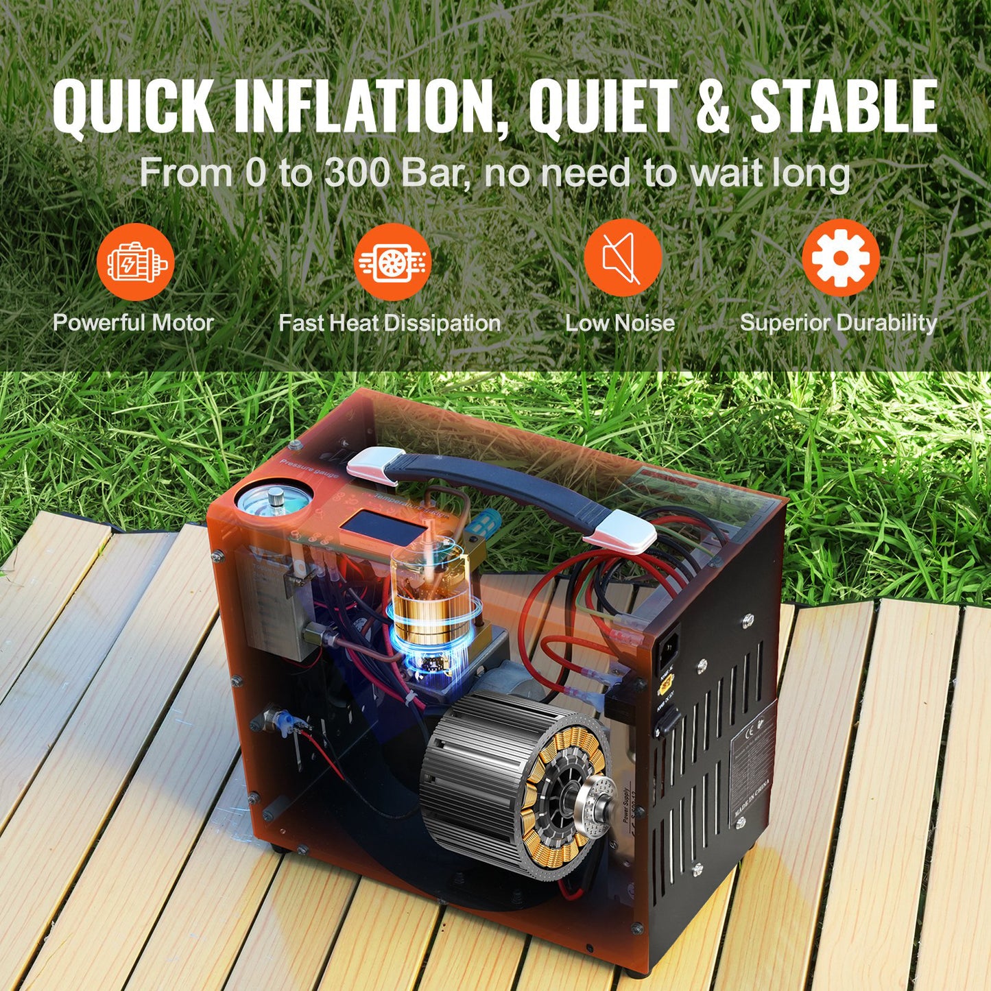 4500PSI/30Mpa PCP Air Compressor Built-in Converter DC12V/AC120V Auto-Stop
