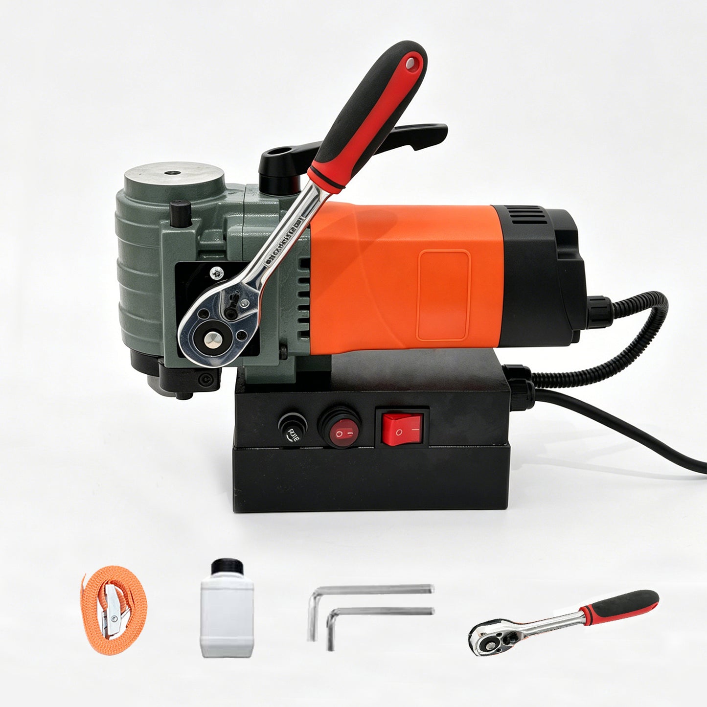 Portable 1300W Magnetic Drill Press, 10000N 220V Electric Low Profile Mag Drilling Machine with 35 mm Boring Diameter & 45 mm Boring Depth, Light weight, with 2m Cable
