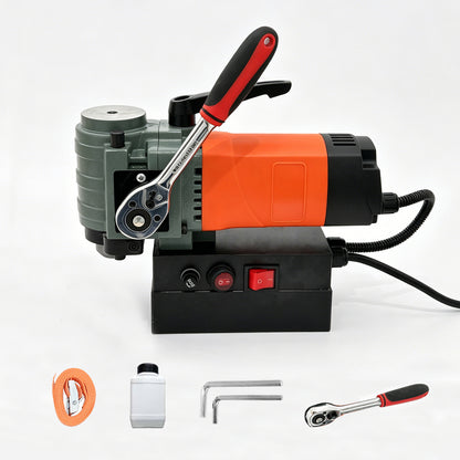 Portable 1300W Magnetic Drill Press, 10000N 220V Electric Low Profile Mag Drilling Machine with 35 mm Boring Diameter & 45 mm Boring Depth, Light weight, with 2m Cable