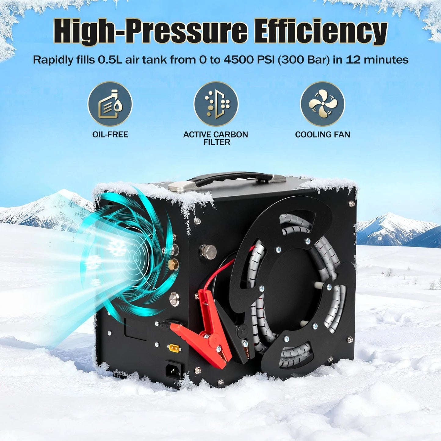 Pcp Air Compressor 4500psi Dual-Power Portable Auto-Stop 12V / 220V PCP Air Pump