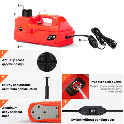 5 Ton Electric Car Jack, Lifting Range 15-45cm, 12V Portable Hydraulic Jack Kit, for Car Repair Vehicle Maintenance Roadside Assistance Use