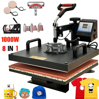 30X25cm/38x38cm 8IN1 Heat Press Machine Swing Away Heat Transfer Digital Control