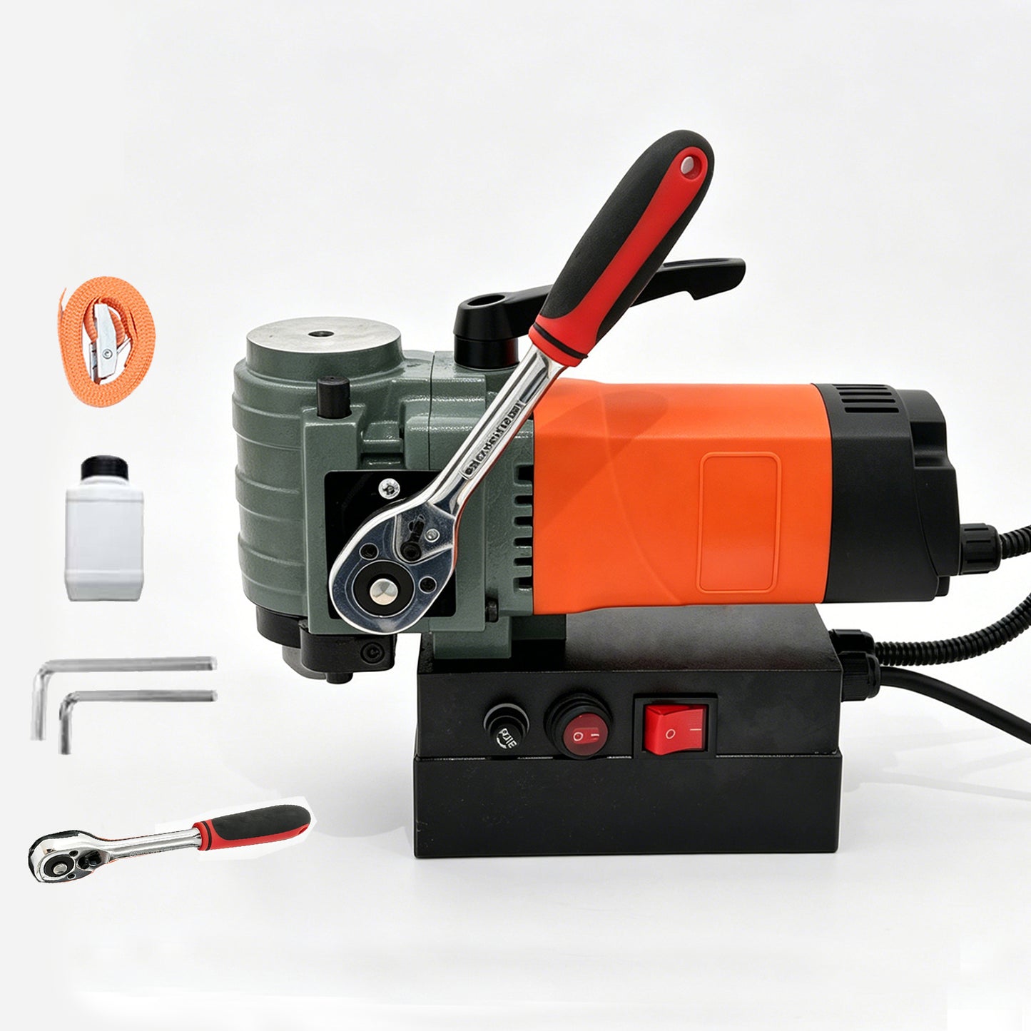 Portable 1300W Magnetic Drill Press, 10000N 220V Electric Low Profile Mag Drilling Machine with 35 mm Boring Diameter & 45 mm Boring Depth, Light weight, with 2m Cable