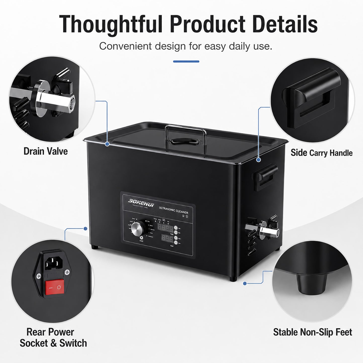 3L/6L/10L/30L Ultrasonic Cleaner, Professional Ultrasonic Cleaner Machine with Knob Control, Stainless Steel Cleaning Machine with Basket and Cleaning Ball, for Watches, Razors, Jewelry, Coins