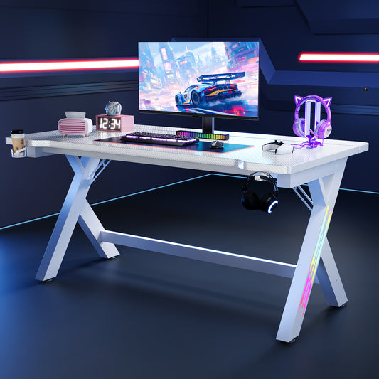 47/55/63 Inch Gaming Desk with LED RGB Ergonomic Computer Table Gamer Desk