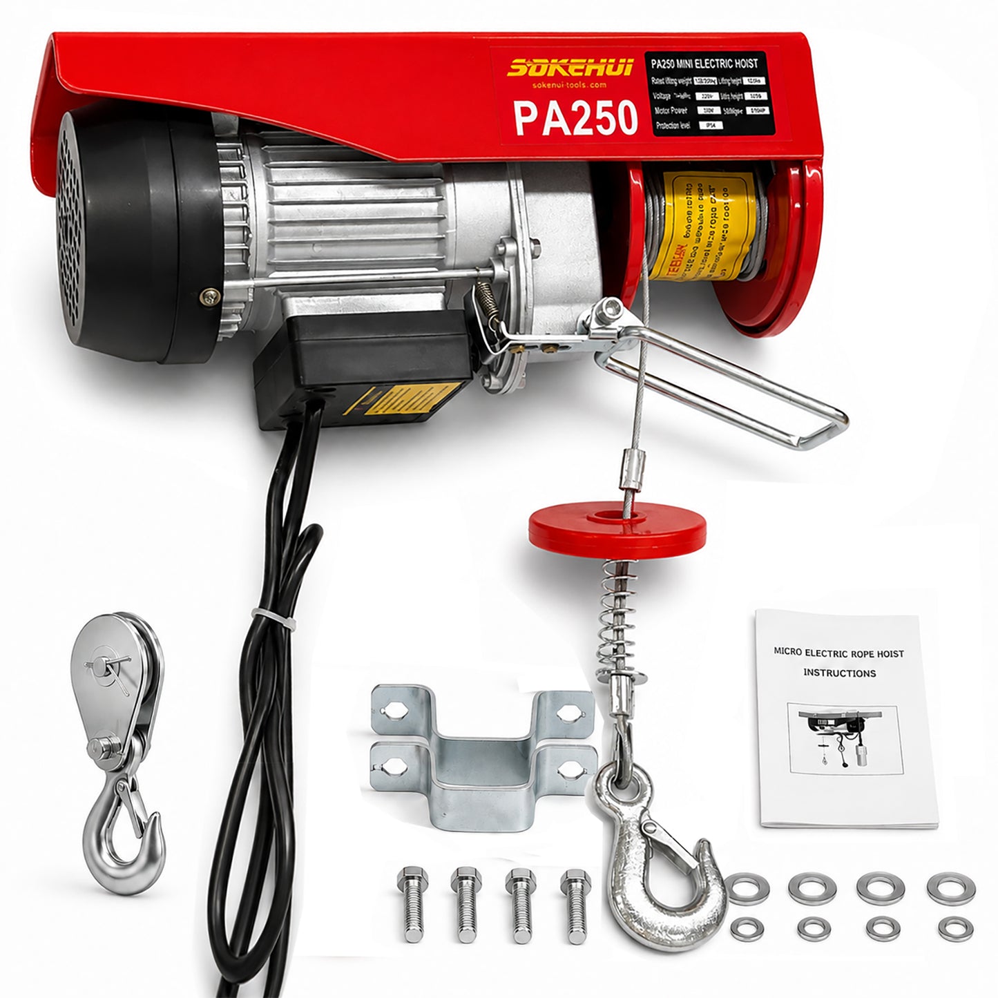 250KG 550lbs Mini Electric Hoist Small Hoist Mini Crane Lifting Winch Crane