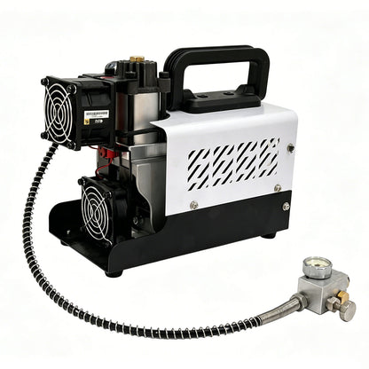PCP Air Compressor, 30MPa/4500psi Compressor 12V DC With Power Adapter, Manual Stop, No Oil/Water Required Suitable for Paintball, Airsoft Gun, Scuba Cylinder Compressor