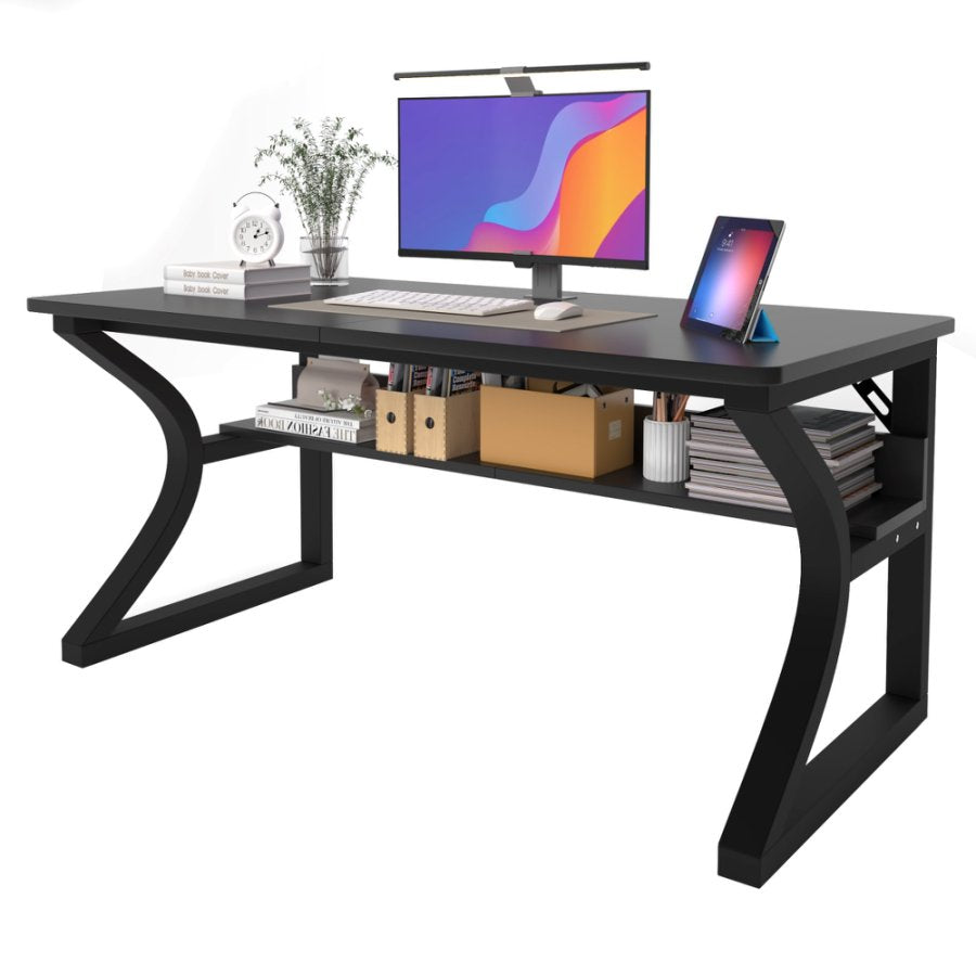 47/55 Inch Home Office Computer Desk Pc Gamer Table With 2-Piece Table Top