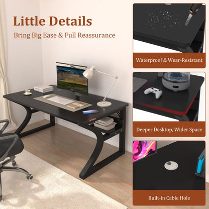 47/55 Inch Home Office Computer Desk Pc Gamer Table With 2-Piece Table Top