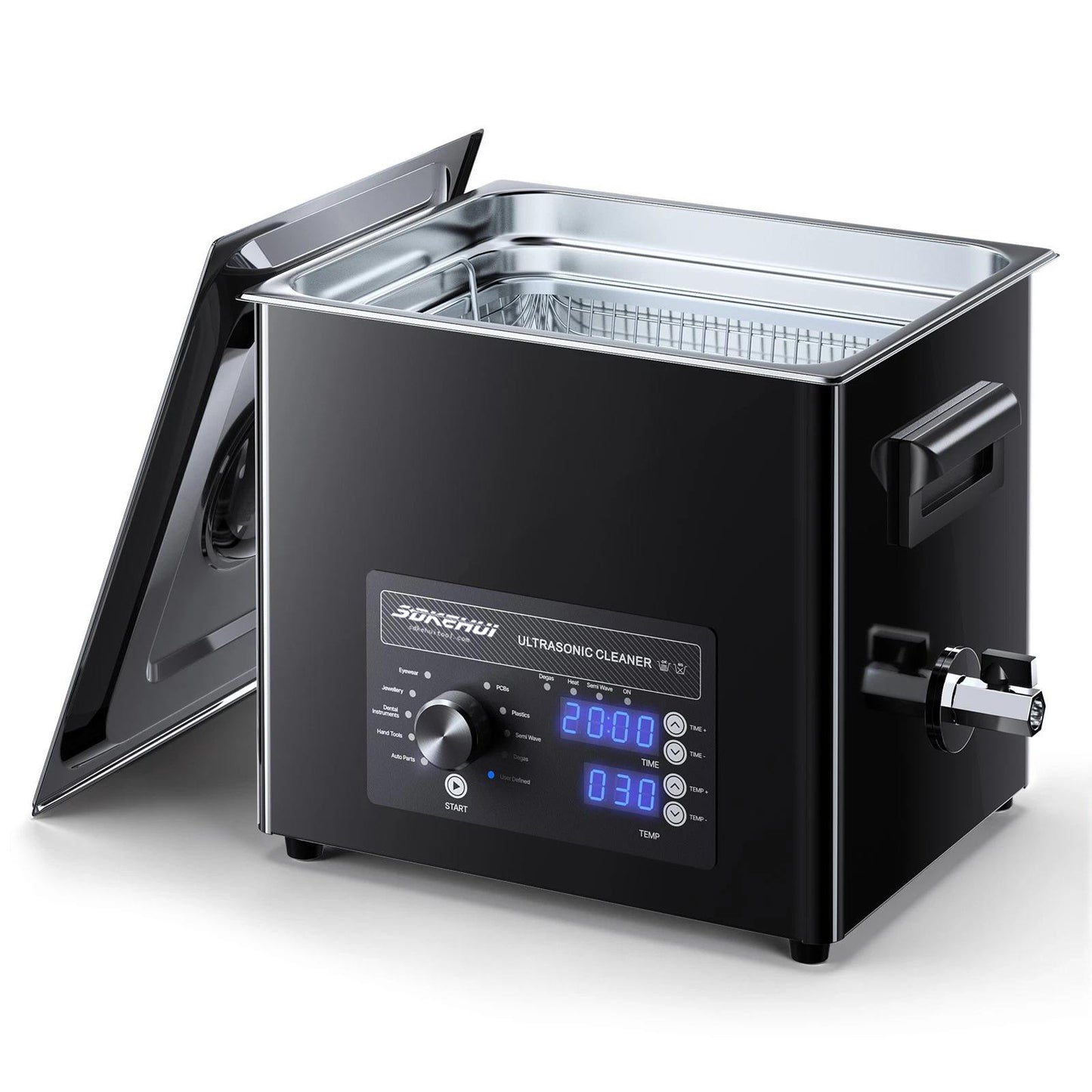 3L/6L/10L/30L Ultrasonic Cleaner, Professional Ultrasonic Cleaner Machine with Knob Control, Stainless Steel Cleaning Machine with Basket and Cleaning Ball, for Watches, Razors, Jewelry, Coins
