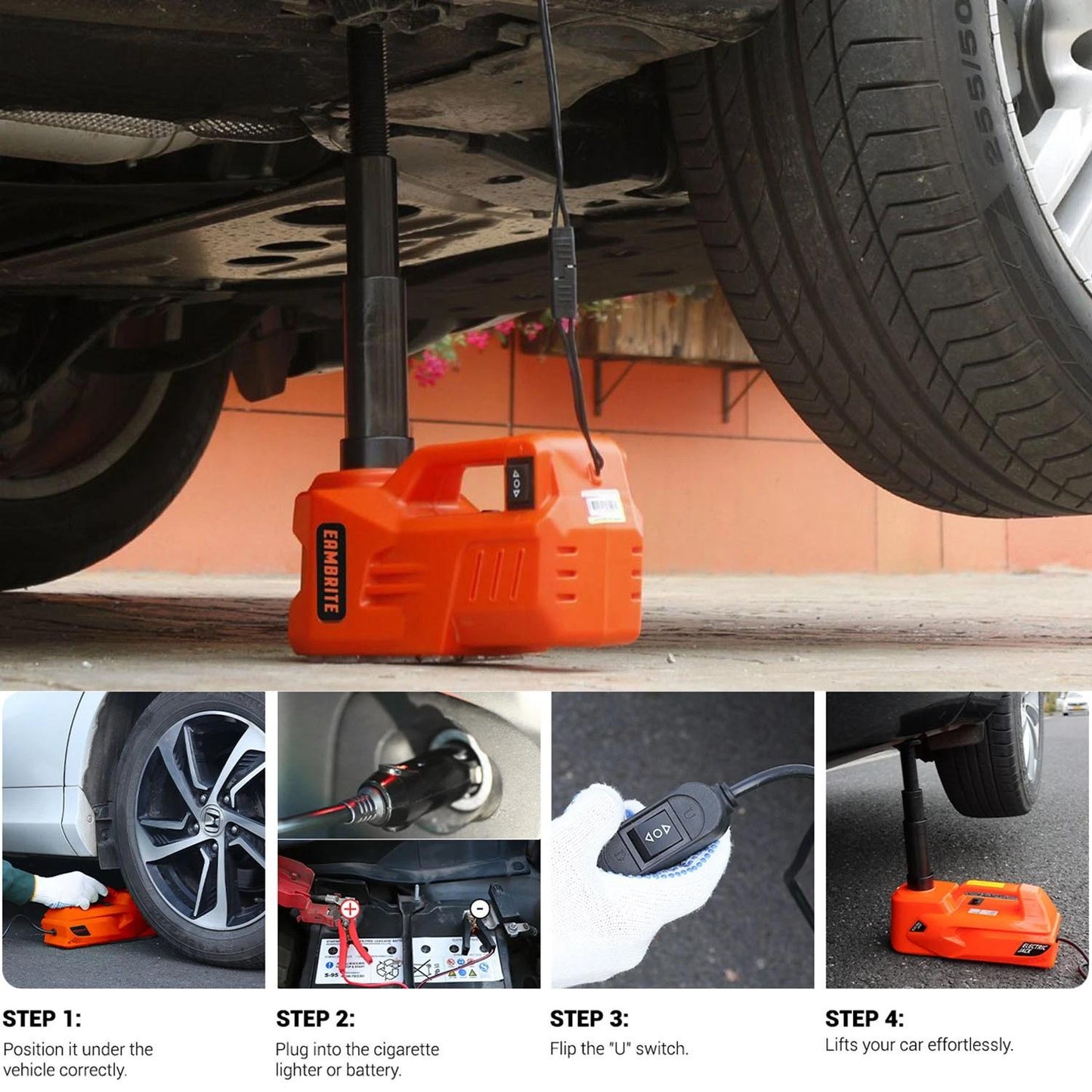 5 Ton Electric Car Jack, Lifting Range 15-45cm, 12V Portable Hydraulic Jack Kit, for Car Repair Vehicle Maintenance Roadside Assistance Use