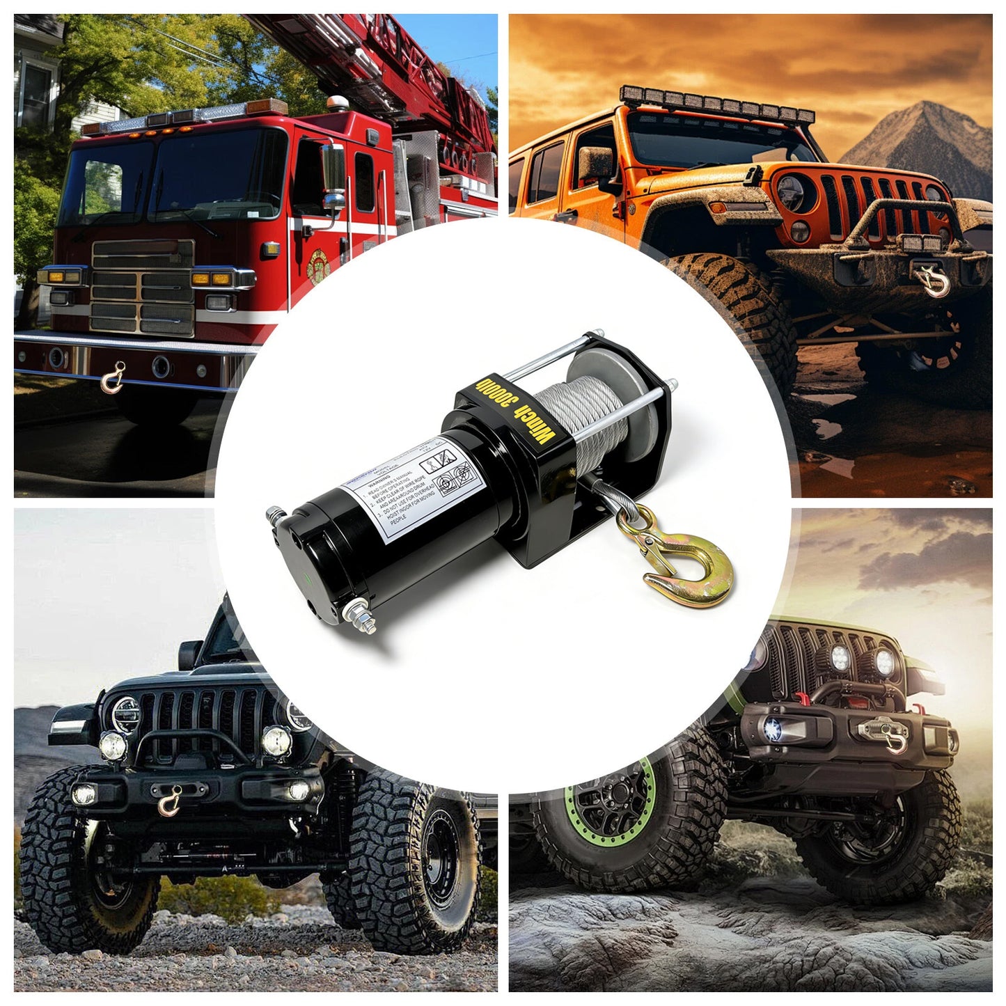Electric Winch Kit 3000/3500/4500LBS, Electric Hoist with Steel Wire Rope for ATV UTV Off Road Recovery, Linear Winch for Vehicle Towing