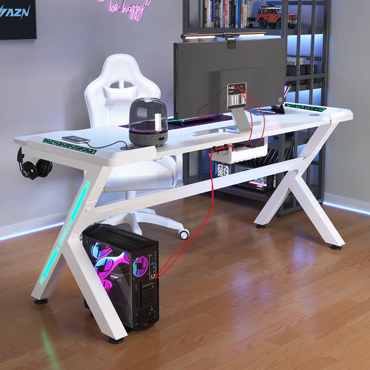 SDEKEHUI 39/47/55/63 inch Gaming Desk with LED RGB Ergonomic Computer Table Gamer Desk