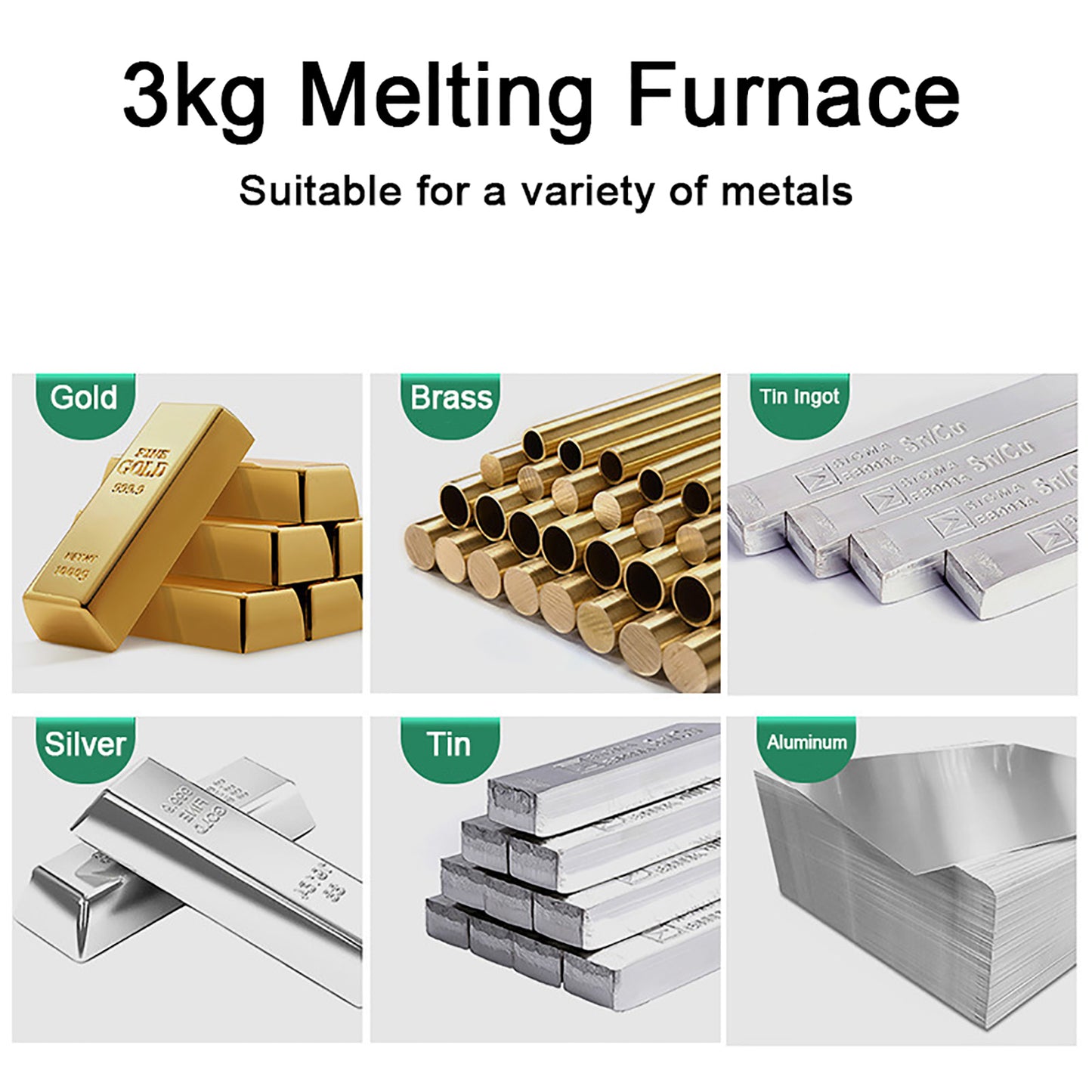 3KG Electric Melting Furnace 1900W Metal Gold Silver Copper Metal Smelter