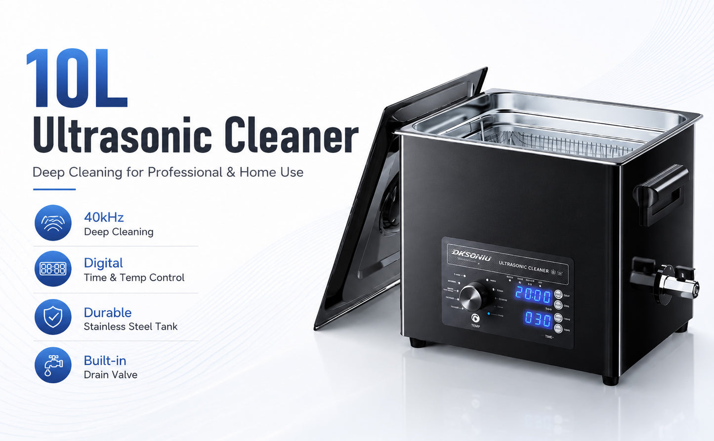 3L/6L/10L/30L Ultrasonic Cleaner, Professional Ultrasonic Cleaner Machine with Knob Control, Stainless Steel Cleaning Machine with Basket and Cleaning Ball, for Watches, Razors, Jewelry, Coins