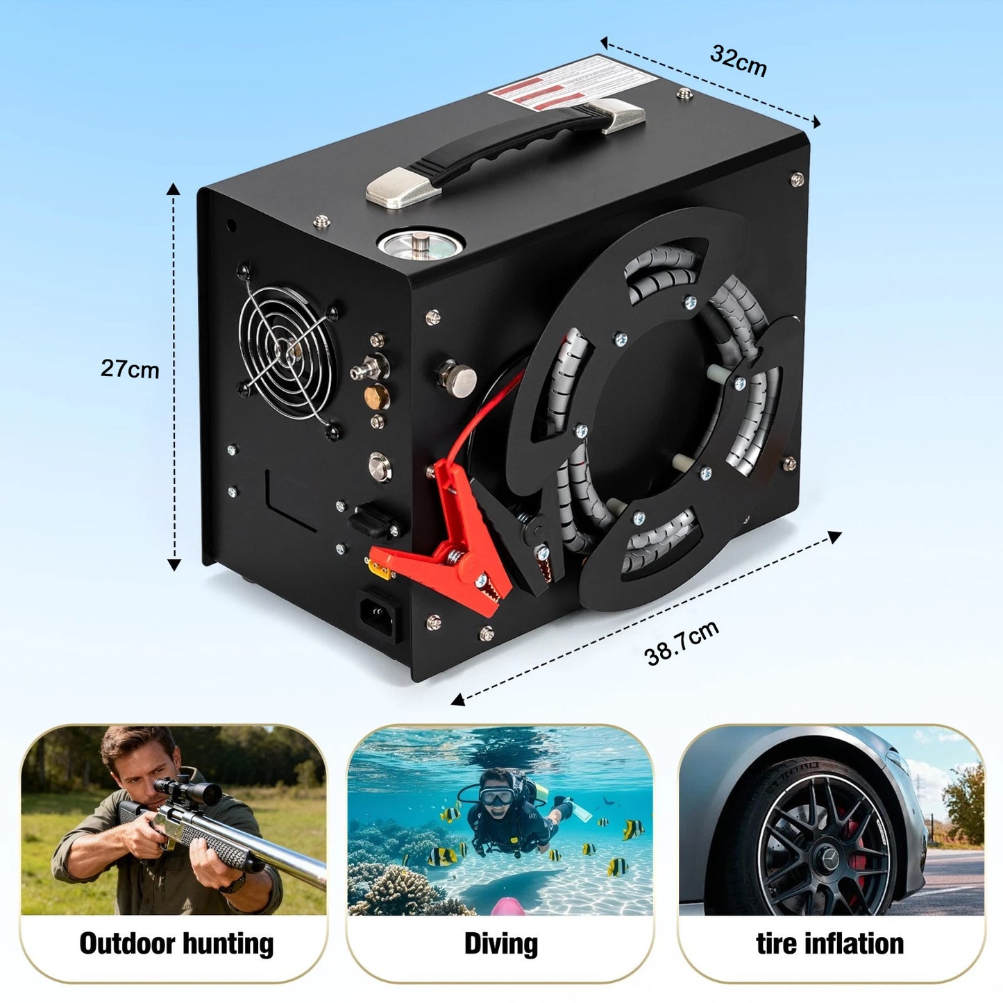 Pcp Air Compressor 4500psi Dual-Power Portable Auto-Stop 12V / 220V PCP Air Pump