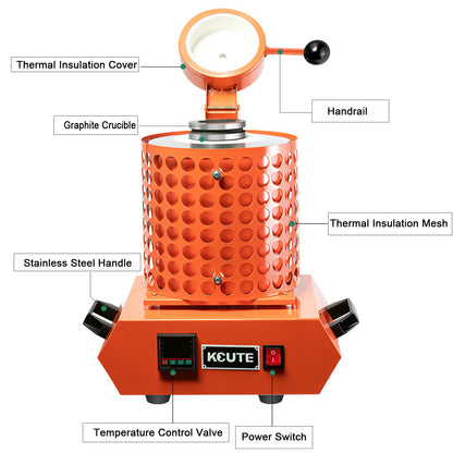 3KG Electric Melting Furnace 1900W Metal Gold Silver Copper Metal Smelter