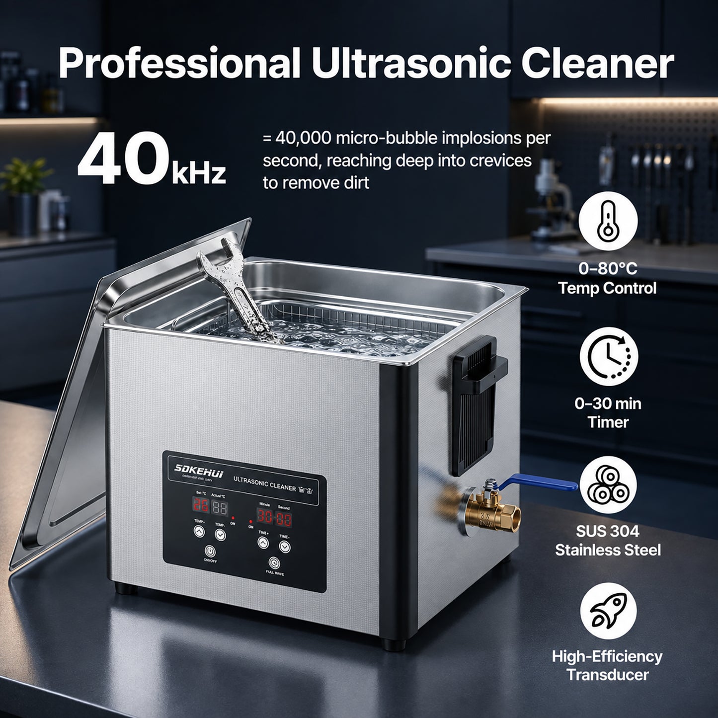6L/10L/15L/30L Ultrasonic Cleaner Digital Timer & Enhanced Heater Jewelry Sonic
