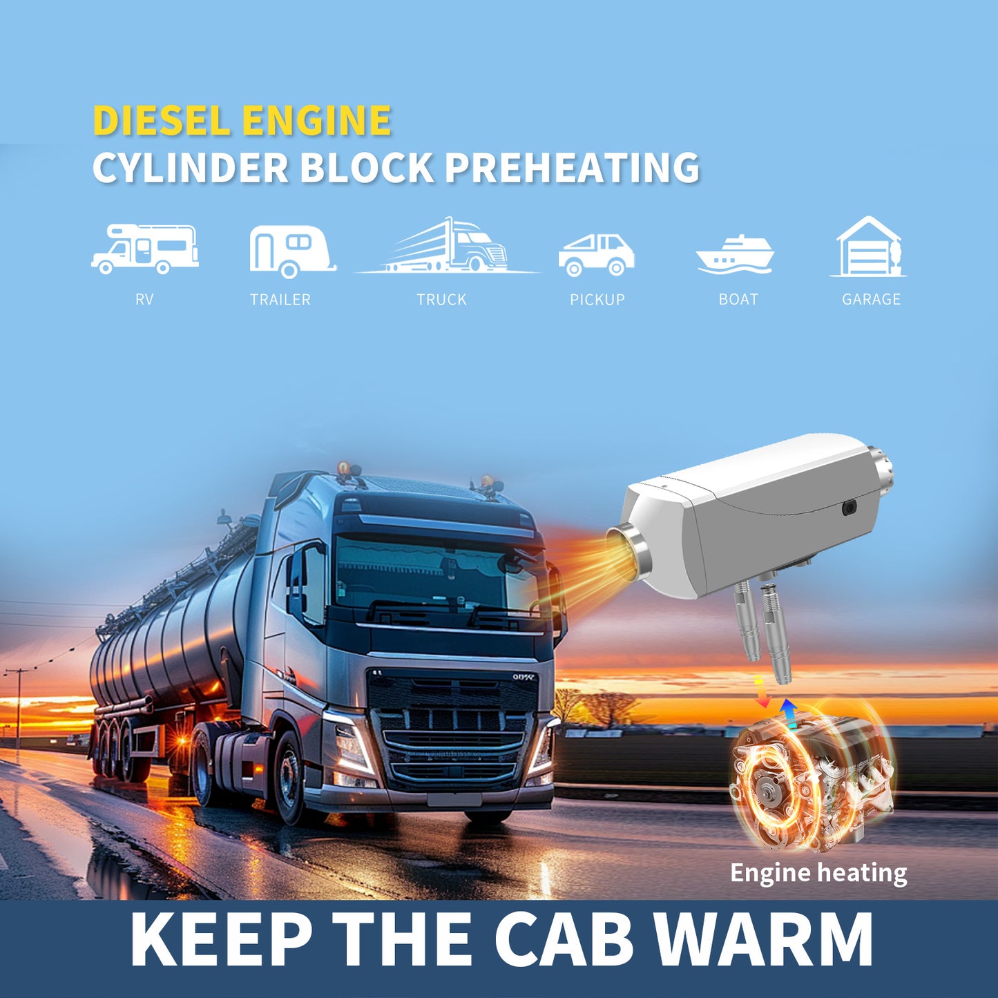 Diesel Air Heater Low Noise Fast Heating Parking Heater For Car Trucks