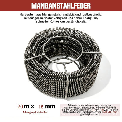 Pipe Cleaning Machine Coiled Spring 16 mm x 20 m  Pipe Cleaning Tool  Coil