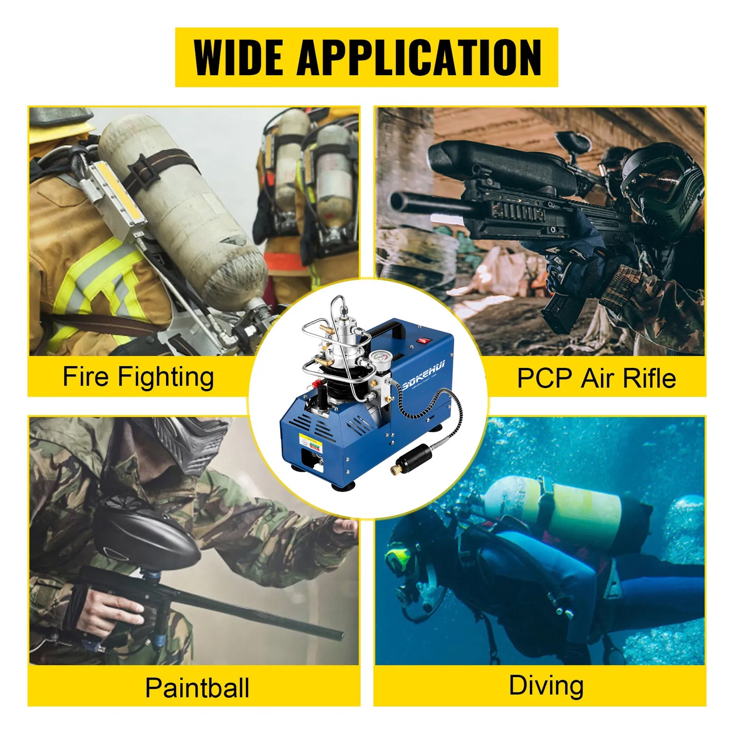 4500 PSI 300 Bar PCP Air Compressor Pump, High Pressure Electric Pump, 1800W, Manual Stop, for Scuba Tank, PCP Air Rifle, Diving Bottle and More