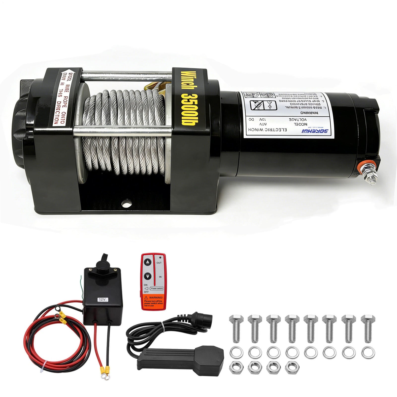 Electric Winch Kit 3000/3500/4500LBS, Electric Hoist with Steel Wire Rope for ATV UTV Off Road Recovery, Linear Winch for Vehicle Towing