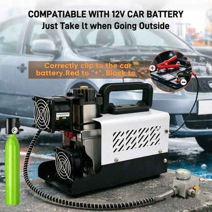PCP Air Compressor, 30MPa/4500psi Compressor 12V DC With Power Adapter, Manual Stop, No Oil/Water Required Suitable for Paintball, Airsoft Gun, Scuba Cylinder Compressor
