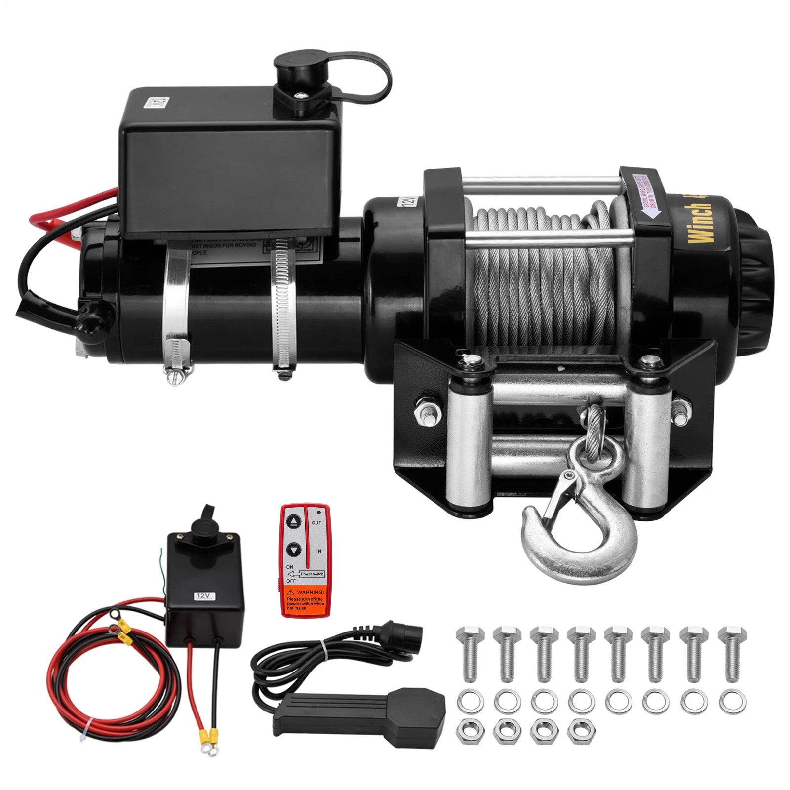 Electric Winch Kit 3000/3500/4500LBS, Electric Hoist with Steel Wire Rope for ATV UTV Off Road Recovery, Linear Winch for Vehicle Towing