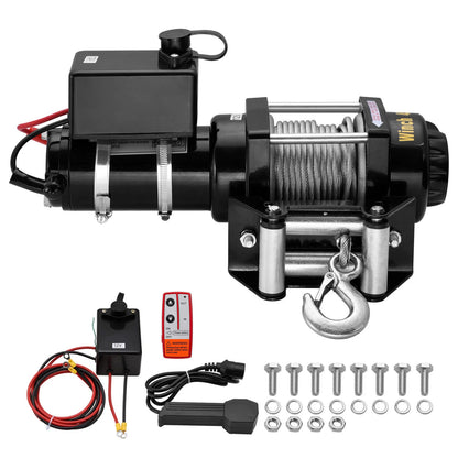 Electric Winch Kit 3000/3500/4500LBS, Electric Hoist with Steel Wire Rope for ATV UTV Off Road Recovery, Linear Winch for Vehicle Towing