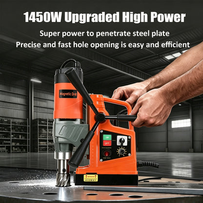 1450W Portable Magnetic Drill Press Mag Drill Machine with Annular Cutter Kit