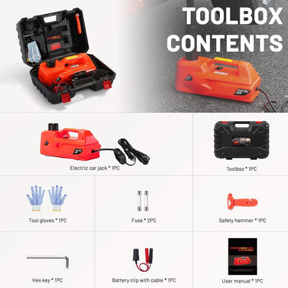 5 Ton Electric Car Jack, Lifting Range 15-45cm, 12V Portable Hydraulic Jack Kit, for Car Repair Vehicle Maintenance Roadside Assistance Use