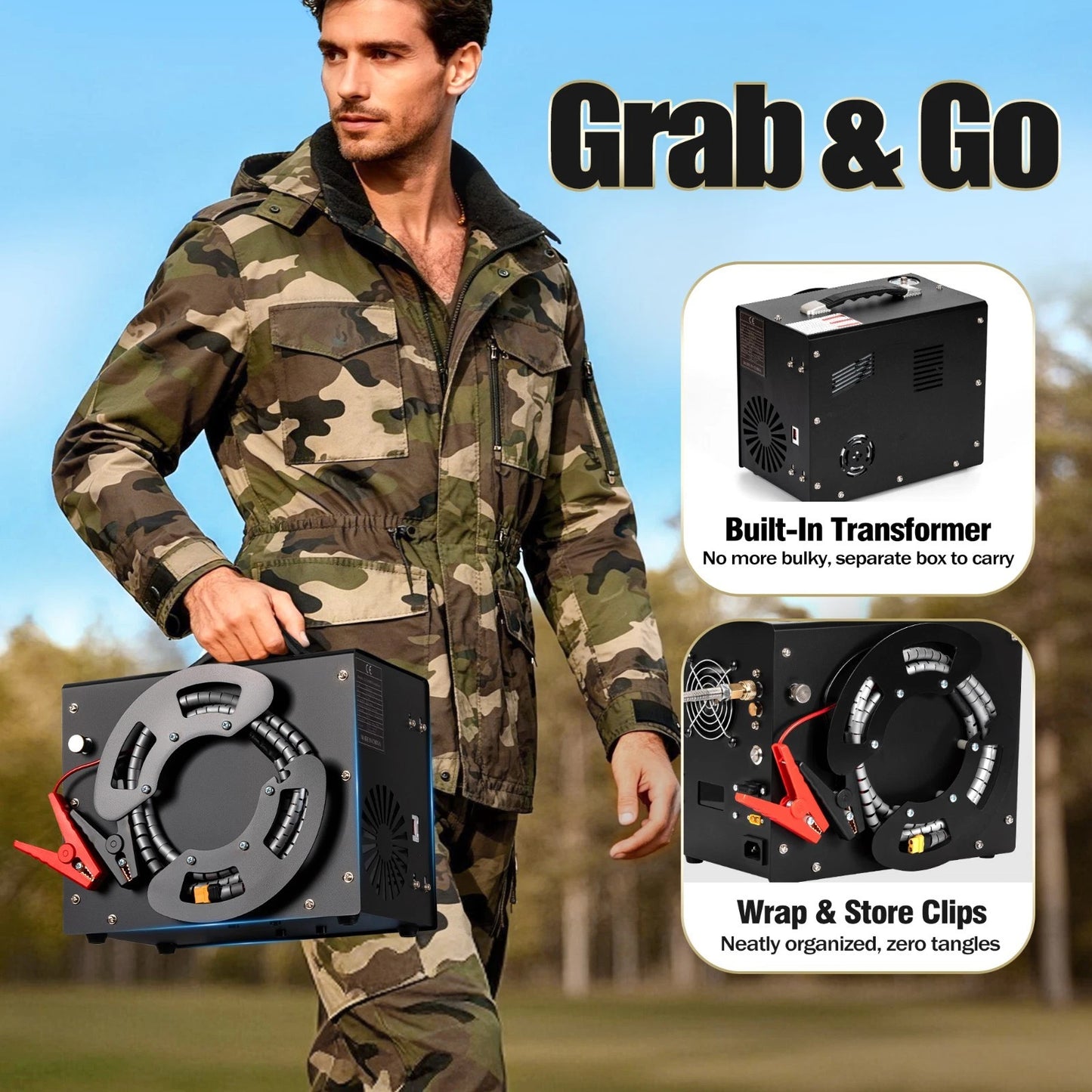 Pcp Air Compressor 4500psi Dual-Power Portable Auto-Stop 12V / 220V PCP Air Pump