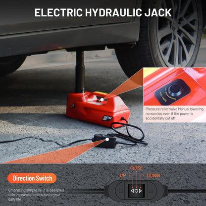5 Ton Electric Car Jack, Lifting Range 15-45cm, 12V Portable Hydraulic Jack Kit, for Car Repair Vehicle Maintenance Roadside Assistance Use