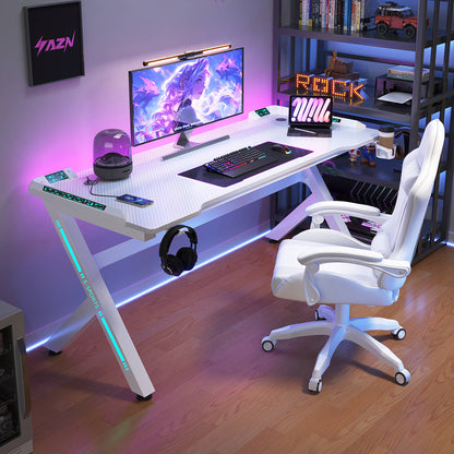 SDEKEHUI 39/47/55/63 inch Gaming Desk with LED RGB Ergonomic Computer Table Gamer Desk