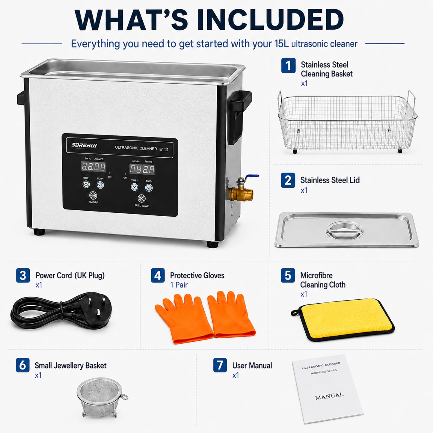6L/10L/15L/30L Ultrasonic Cleaner Digital Timer & Enhanced Heater Jewelry Sonic
