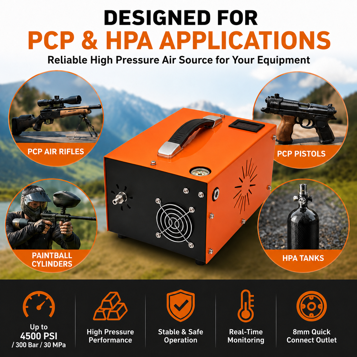 30MPa PCP Air Compressor Electric High Pressure Airgun 4500PSI Paintball Pumps