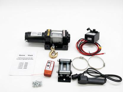 Electric Winch Kit 3000/3500/4500LBS, Electric Hoist with Steel Wire Rope for ATV UTV Off Road Recovery, Linear Winch for Vehicle Towing
