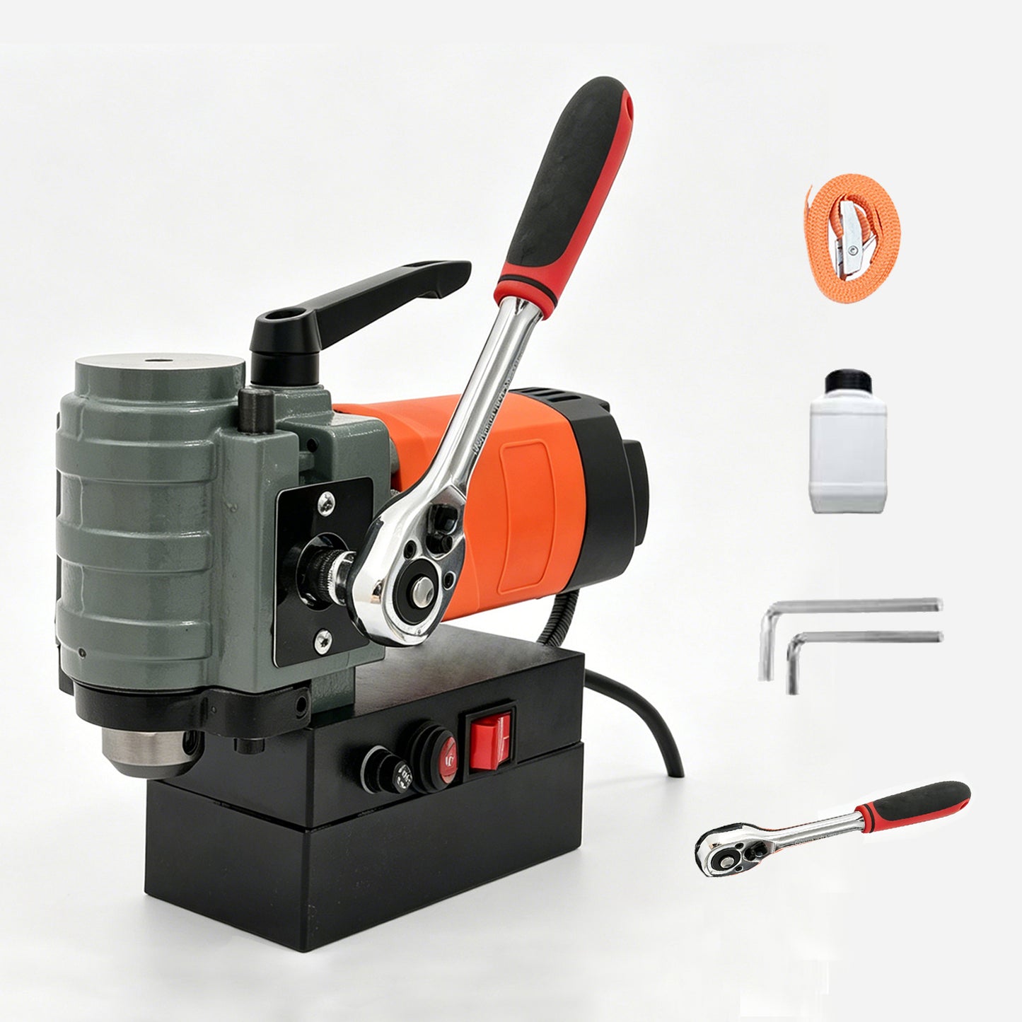Portable 1300W Magnetic Drill Press, 10000N 220V Electric Low Profile Mag Drilling Machine with 35 mm Boring Diameter & 45 mm Boring Depth, Light weight, with 2m Cable