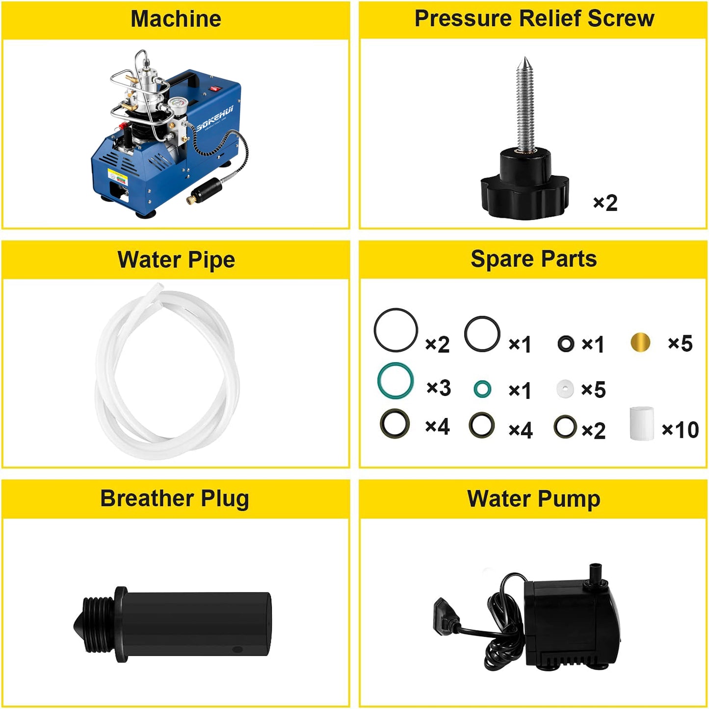 4500 PSI 300 Bar PCP Air Compressor Pump, High Pressure Electric Pump, 1800W, Manual Stop, for Scuba Tank, PCP Air Rifle, Diving Bottle and More