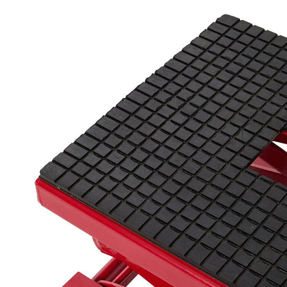 Hydraulic Motorcycle Lift Table, 350 lbs Capacity Motorcycle Scissor Jack Lift with Wide Deck, J-Hooks, 4 Wheels, Hydraulic Foot-Operated Jack Stand for ATV Dirt Bikes | for Dirt bikes and Off-Road Motorcycles, with Foot Pedal, 4 Casters, Safety Pin,