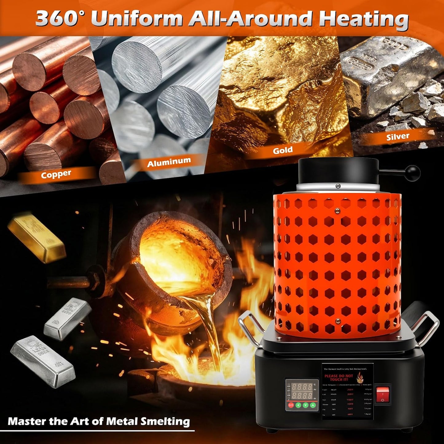 3kg/5kg Electric Metal Casting Furnace Gold Silver Smelting Machine with Crucible
