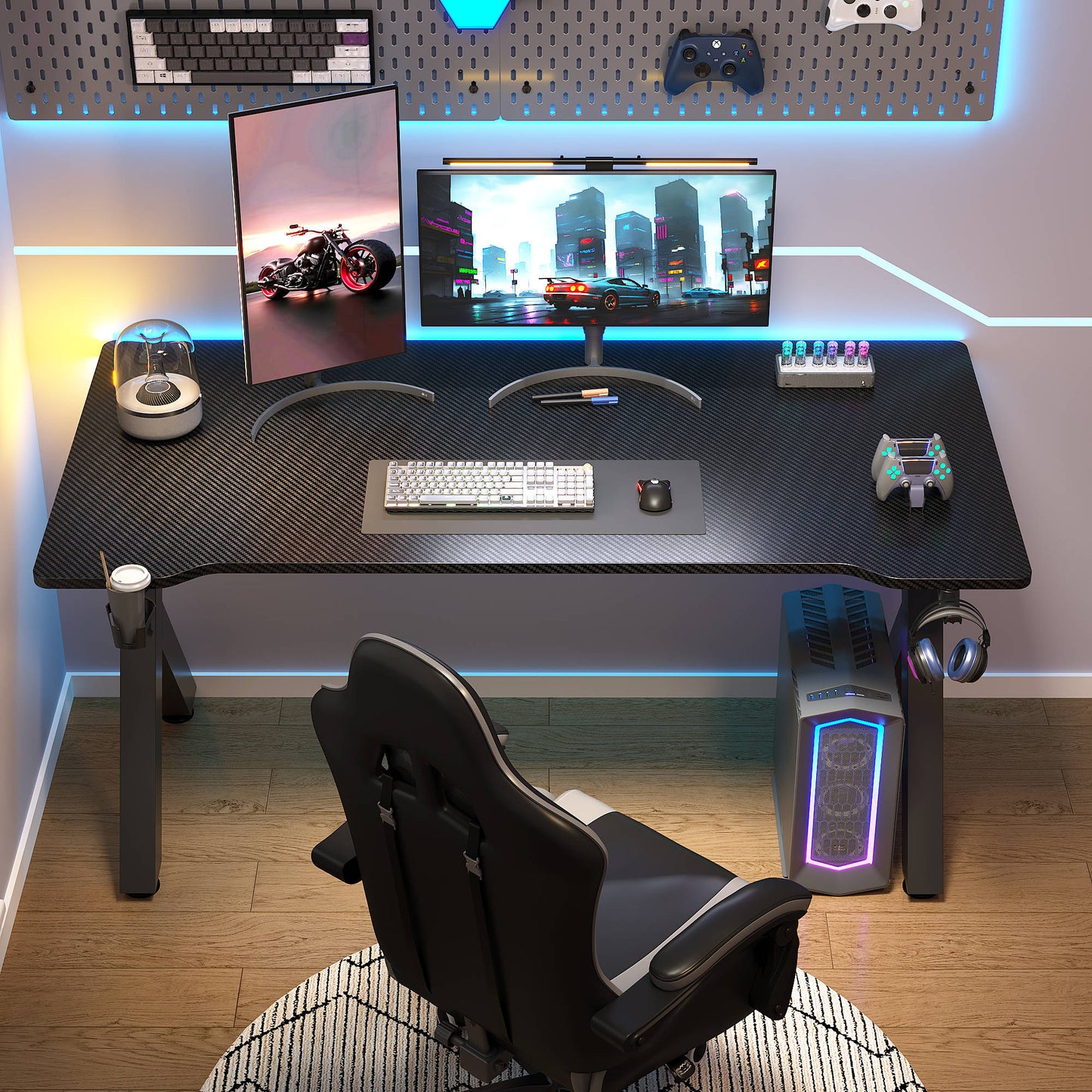 47/55 Inch Gaming Desk Computer Desk Home Office Desk Extra Large Modern Ergonomic