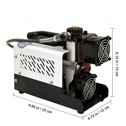PCP Air Compressor, 30MPa/4500psi Compressor 12V DC With Power Adapter, Manual Stop, No Oil/Water Required Suitable for Paintball, Airsoft Gun, Scuba Cylinder Compressor
