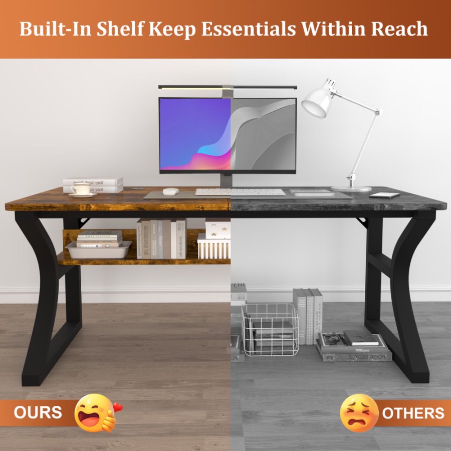 47/55 Inch Home Office Computer Desk Pc Gamer Table With 2-Piece Table Top